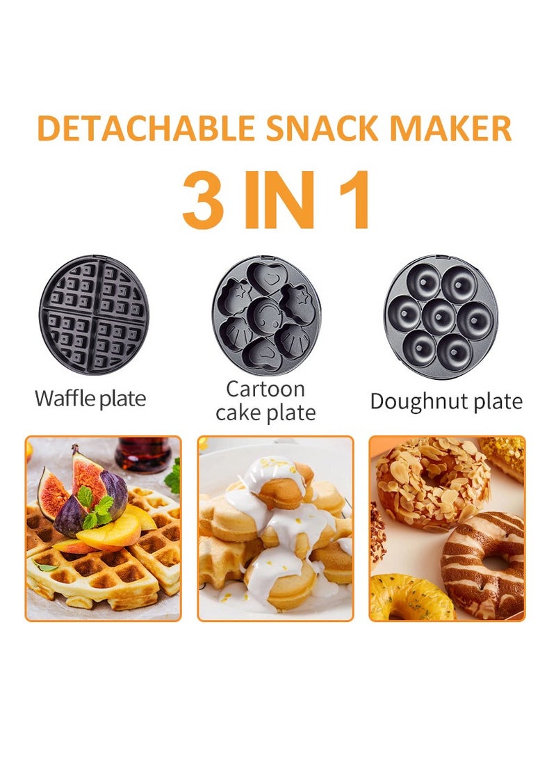 سوكاني ماكينة صنع الوجبات الخفيفة غير اللاصقة 3 في 1 مع طبق وافل/طبق كيك كرتوني/طبق دونات بقدرة 600 وات SK-08006 أسود - Image 3