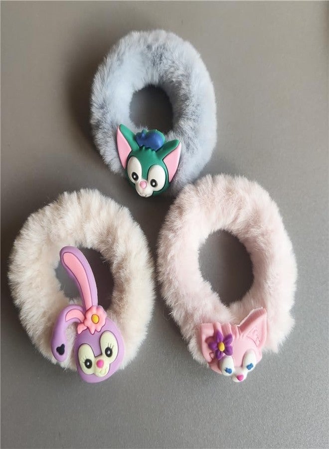 KLIVE Soft Fluffy Hair Ties for Girls Women, Satin Scrunchies for Thick Hair, Non Slip Elastic Hair Bands for Ponytail Bun Braids, Comfortable Hair Accessories for Indian Hair, 3 PCS Set - Image 1
