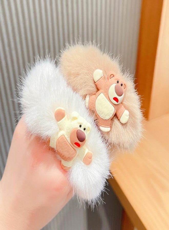 KLIVE Soft Fluffy Hair Ties for Girls Women, Satin Scrunchies for Thick Hair, Non Slip Elastic Hair Bands for Ponytail Bun Braids, Comfortable Hair Accessories for Indian Hair, 3 PCS Set - Image 2