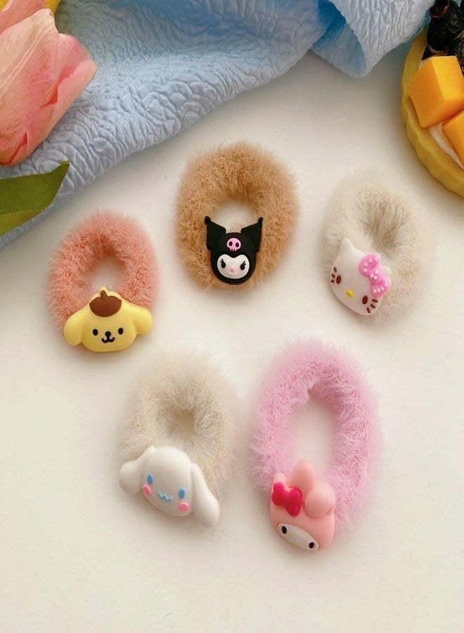 KLIVE Soft Fluffy Hair Ties for Girls Women, Satin Scrunchies for Thick Hair, Non Slip Elastic Hair Bands for Ponytail Bun Braids, Comfortable Hair Accessories for Indian Hair, 3 PCS Set - Image 5