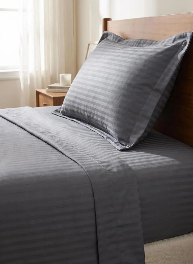 Styli Pack Of 2 - Stripe Single Fitted Bedsheet(Single Bedsheet And Pillow Cover)
