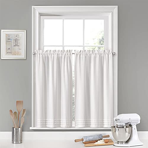 Vue Kingsbury Small Panel Tiers Privacy Window Treatment Pair Bathroom, Living Room, 52" x 24", White - Image 4