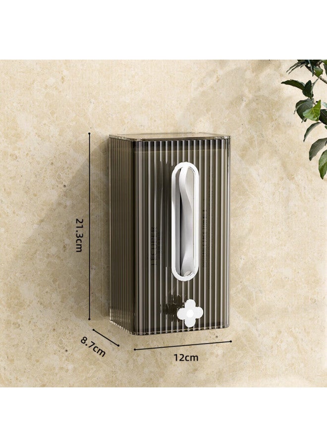 Eachy Wall-mounted Facial Tissue Dispenser, Toilet Paper Holder, No Drilling Required, Transparent Gray Silver