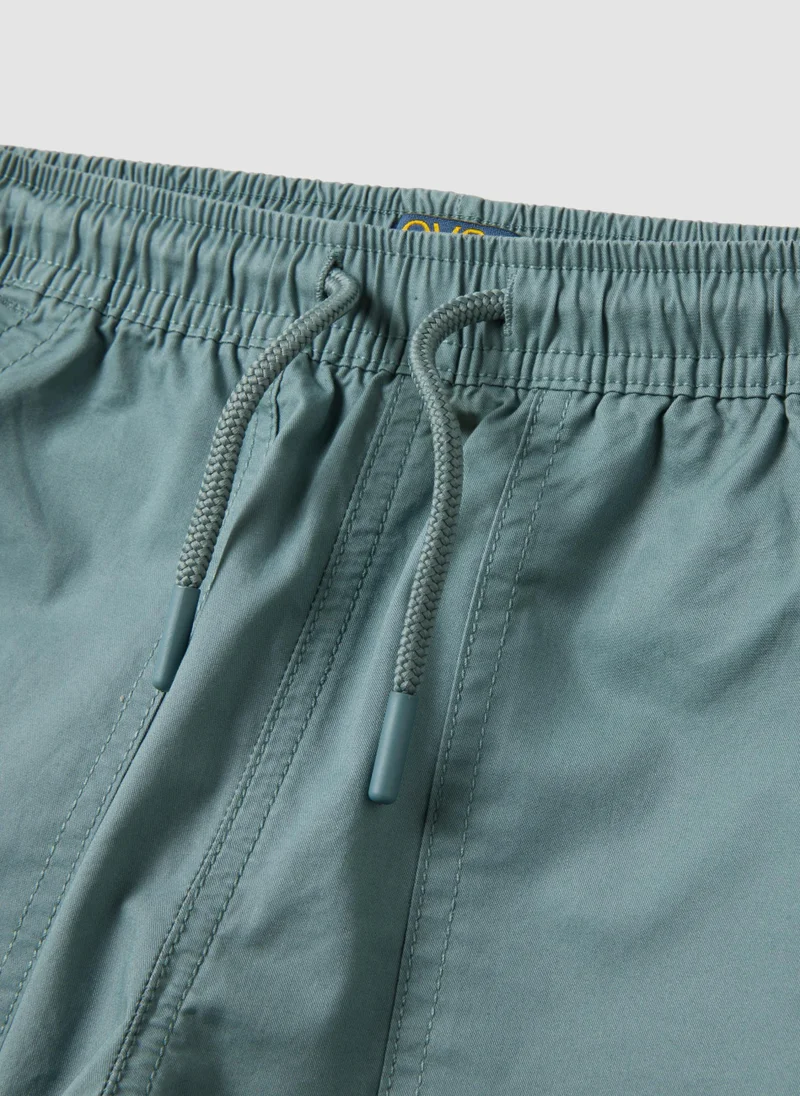 Ovs  OVS Light Blue Pure Cotton Shorts With Elasticated Waistband for Men | Best Price UAE