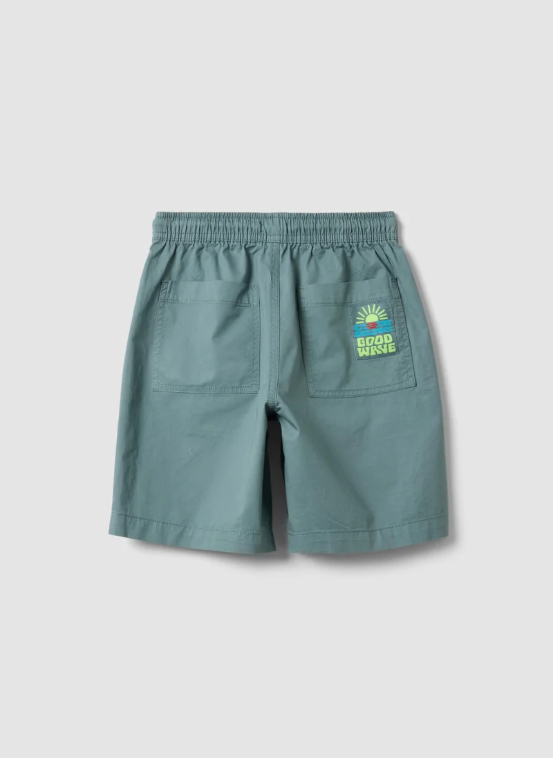 Ovs OVS Light Blue Pure Cotton Shorts With Elasticated Waistband
