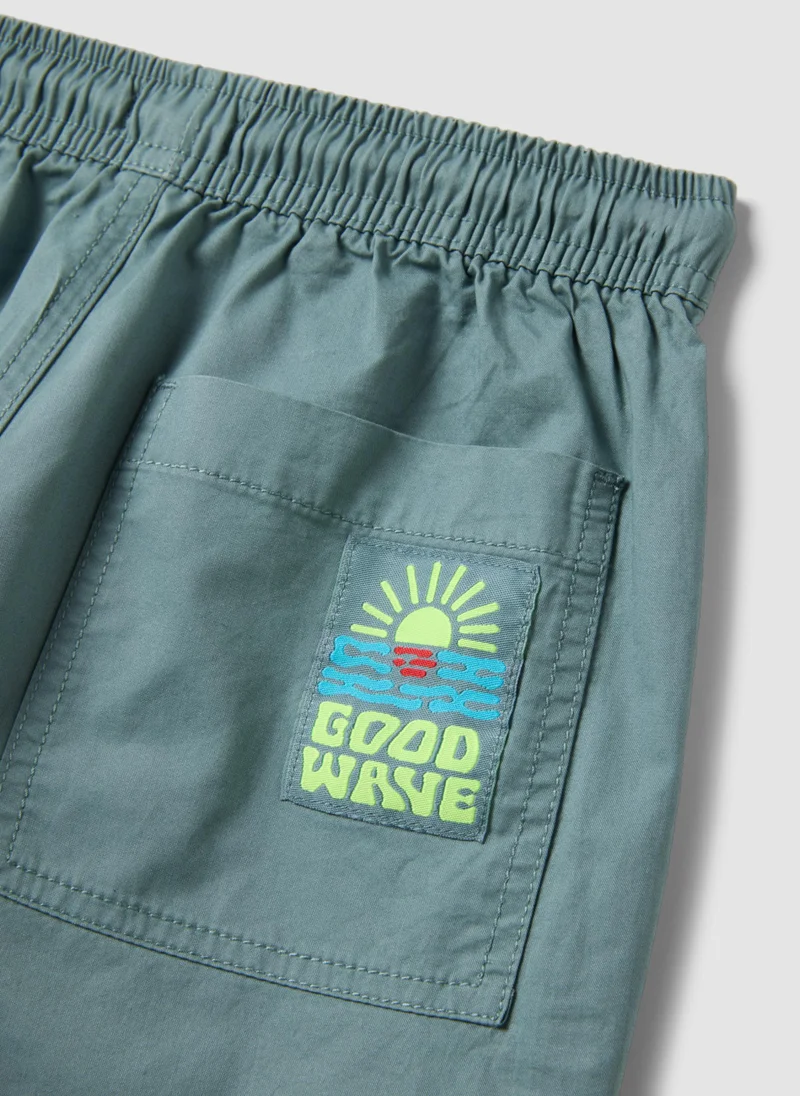 Ovs  OVS Light Blue Pure Cotton Shorts With Elasticated Waistband for Men | Best Price UAE