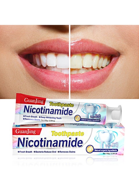 Nicotianmide Toothpaste，Fresh breath niacinamide removes bad breath，whitening toothpaste，toothpaste removes stains and whitens (100g)