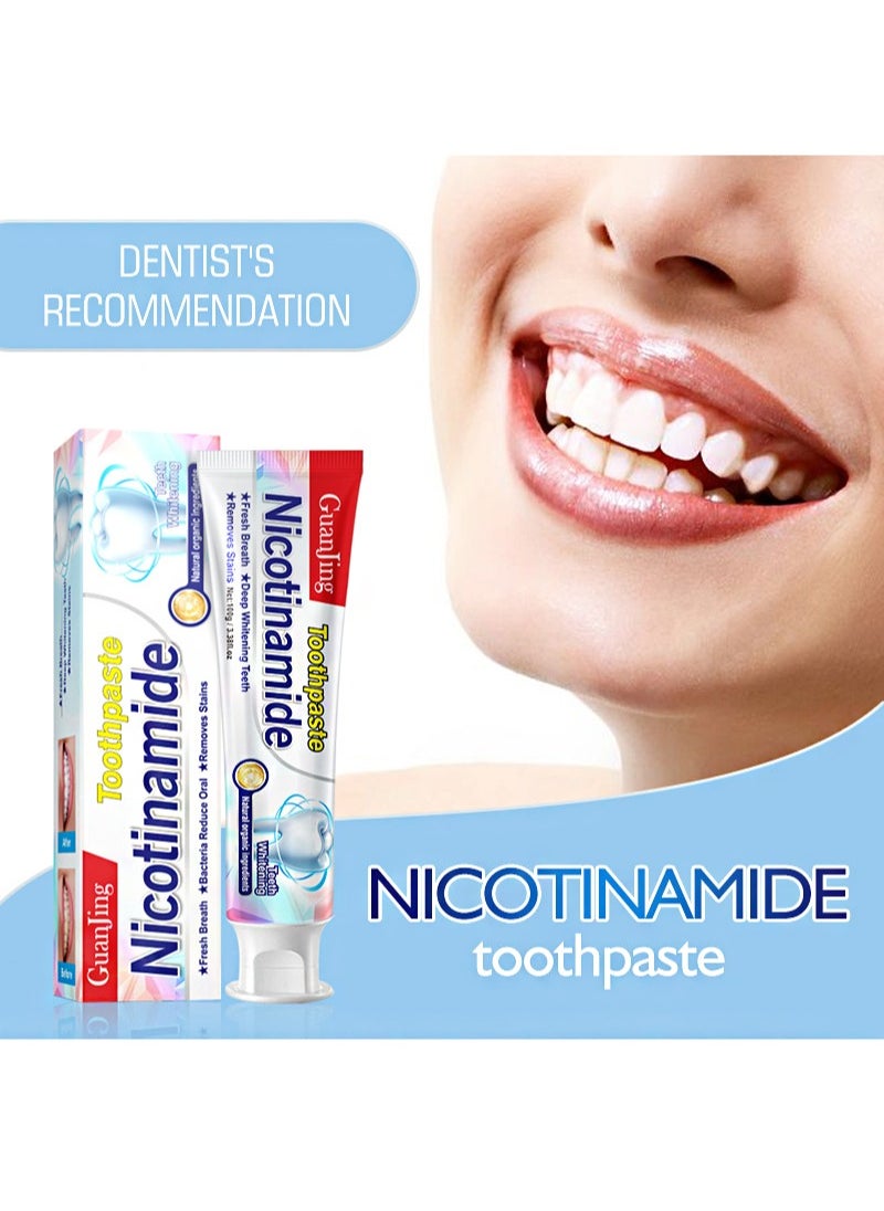 GUANJING - Nicotianmide Toothpaste，Fresh breath niacinamide removes bad breath，whitening toothpaste，toothpaste removes stains and whitens (100g) - Image 1