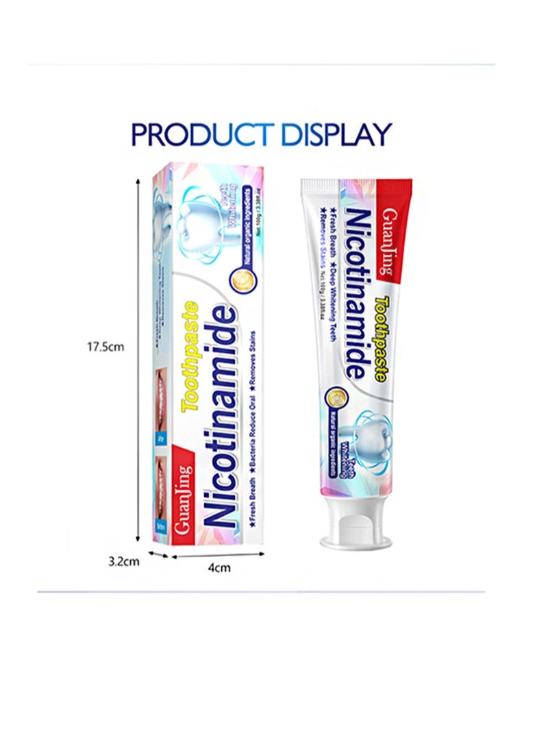 GUANJING - Nicotianmide Toothpaste，Fresh breath niacinamide removes bad breath，whitening toothpaste，toothpaste removes stains and whitens (100g) - Image 1