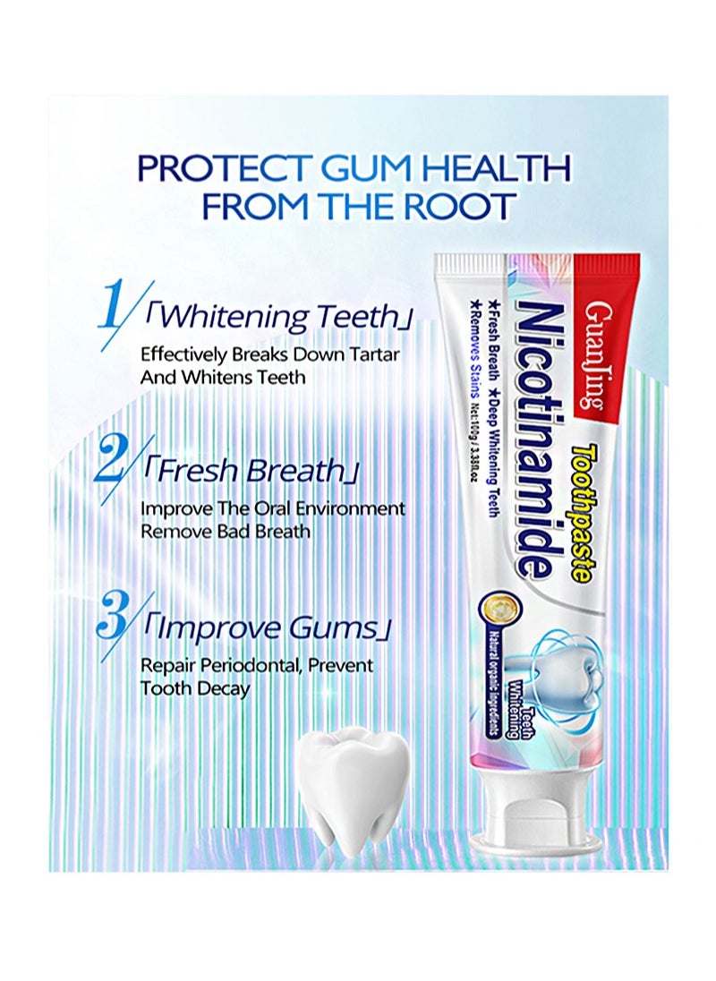 GUANJING - Nicotianmide Toothpaste，Fresh breath niacinamide removes bad breath，whitening toothpaste，toothpaste removes stains and whitens (100g) - Image 1