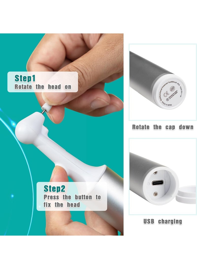 Bukela Electric Tooth Polisher Kit, Rechargeable Dental Polisher with 5 Multifunctional Brush Heads, Dental Care Kit for Daily Cleaning, Whitening and Polishing, Waterproof - Image 5
