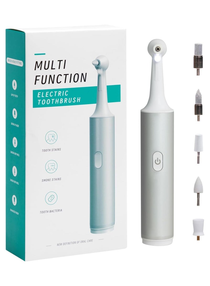 Bukela Electric Tooth Polisher Kit, Rechargeable Dental Polisher with 5 Multifunctional Brush Heads, Dental Care Kit for Daily Cleaning, Whitening and Polishing, Waterproof - Image 1