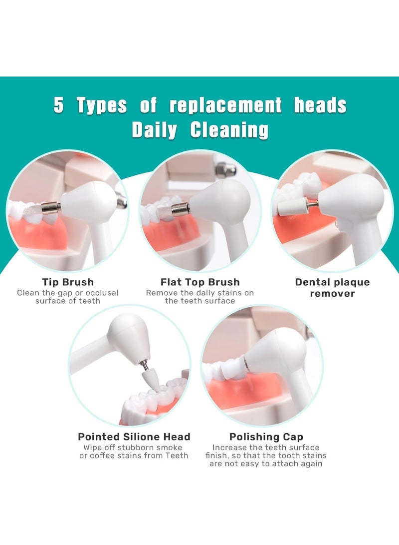 Bukela Electric Tooth Polisher Kit, Rechargeable Dental Polisher with 5 Multifunctional Brush Heads, Dental Care Kit for Daily Cleaning, Whitening and Polishing, Waterproof - Image 2