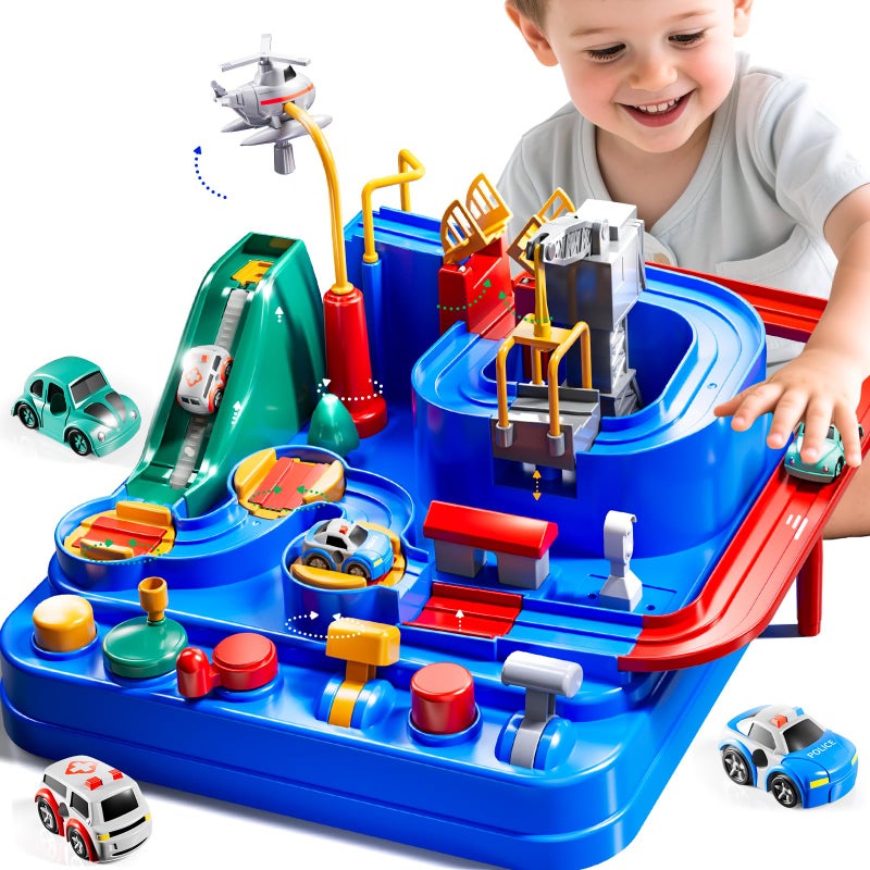 KIZONLY Car Race Track for Kids Ages 48 Kids Car Toys for 3 Year Old Boys Race Track for Toddlers 13 City Set with 3 Small Cars - Image 3