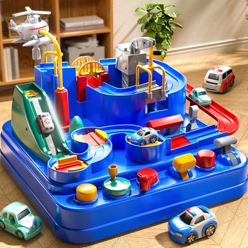 KIZONLY Car Race Track for Kids Ages 48 Kids Car Toys for 3 Year Old Boys Race Track for Toddlers 13 City Set with 3 Small Cars - Image 5