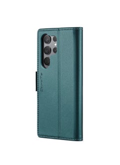 CaseMe Flip Wallet Case For Samsung Galaxy S24 Ultra, [RFID Blocking] PU Leather Wallet Flip Folio Case with Card Holder Kickstand Shockproof Phone Cover (Green)  - Image 3