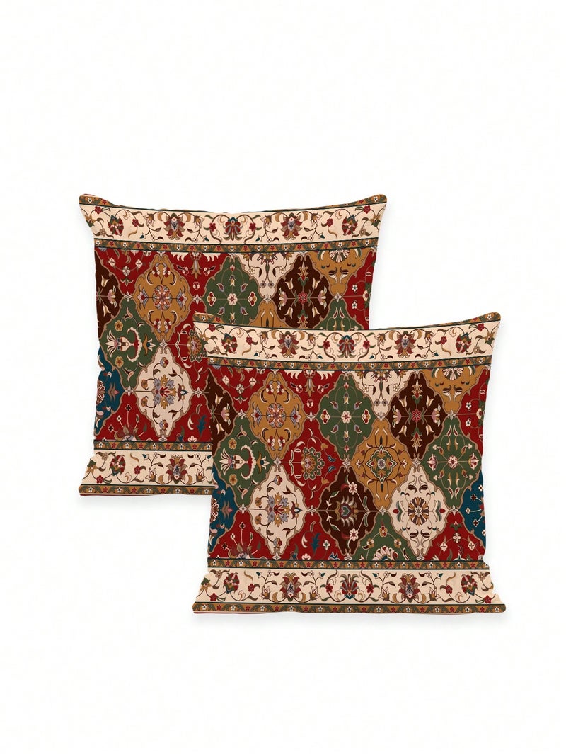 Ramadan Decorations Cushion Cover Set 2 PCS 45 x 45 cm Traditional Oriental Design - Image 2