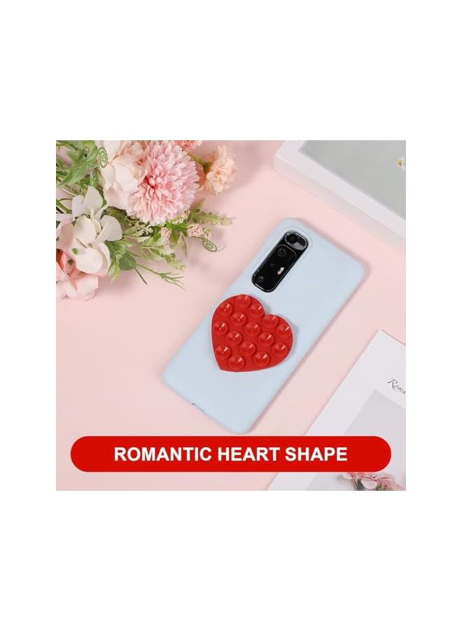 Green Tiger Heart Shape Double Sided Phone Suction Holder, Multi-Purpose Silicone Suction Cup Phone Mount, Sweet Phone Case Sticky Phone Grip, for Mobile Devices Mirror Glass, Red - Image 5