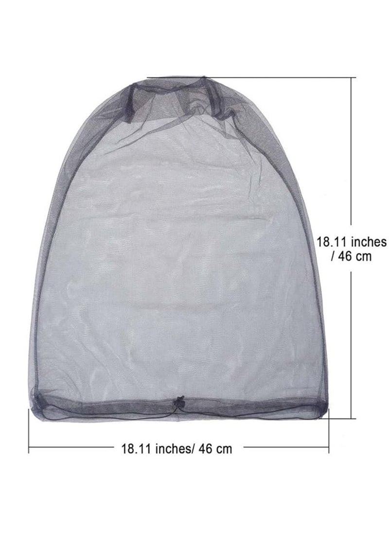 2Pcs Mosquito Head Net Hat, Insect Fly Mesh Face Protector Travel Camping,Ultra Large & Long, Extra Fine Holes, Mesh