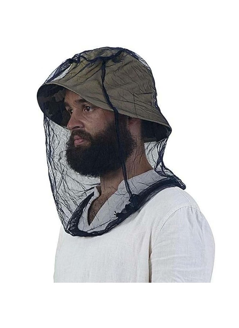 2Pcs Mosquito Head Net Hat, Insect Fly Mesh Face Protector Travel Camping,Ultra Large & Long, Extra Fine Holes, Mesh