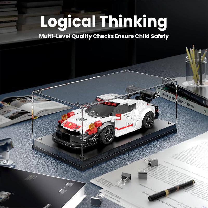 mould king Speed Champions 911 Carrera RSR Super Car Building Kit with Acrylic Display Case,27010 Collectible Model Car Kits, Building Blocks Kit Racing Toy Cars for Adult Kids 8+(349 PCS) - Image 3