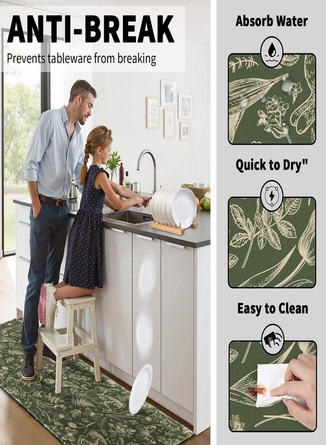 Aytipun Spring Easter Kitchen Mats for Floor Set of 2 Sage Green Cream Bunny Floral Butterfly Vintage Kitchen Rugs Non Slip Washable Absorbent Summer Seasonal Kitchen Runner Rugs Decor,17x30 and 17x47 Inch - Image 5
