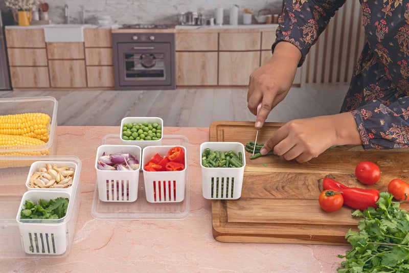 Entisia Fridge Organizer Storage Box with 6 Compartment - Plastic Storage Box for Vegetables, Fruits, Herbs & Meal Prep - Ideal for Home & Kitchen, Office & BPA-Free Food Storage Organizer (Pack of 1) - Image 3