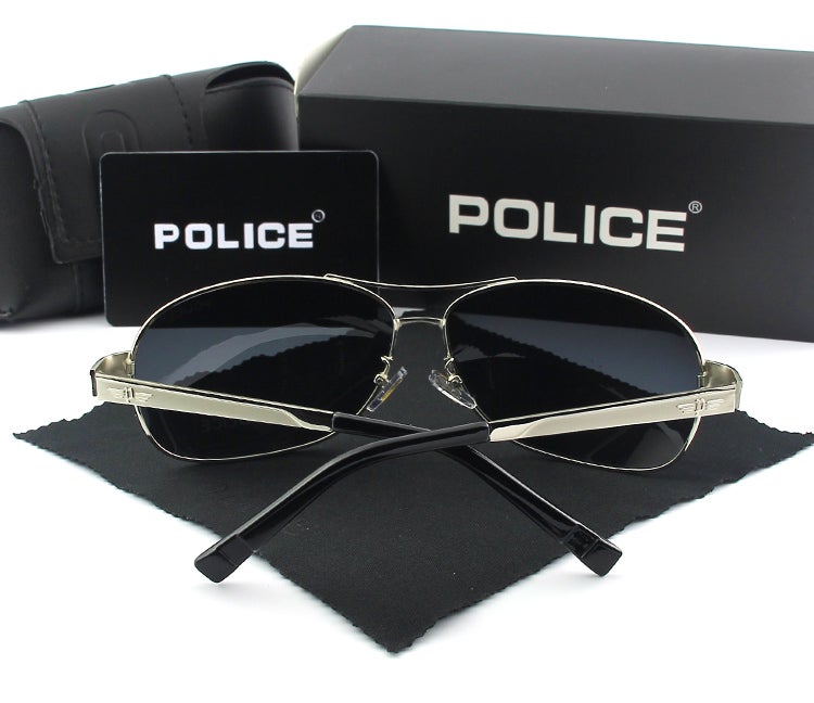 POLICE Fashion Men's Pilot Polarized Sunglasses with UV 400 Protection Metal Frame for Driving Golf Sliver Frame with Grey Lenses - Image 5