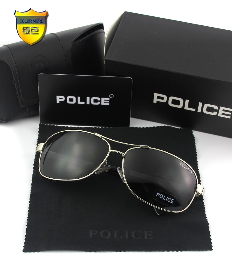 POLICE Fashion Men's Pilot Polarized Sunglasses with UV 400 Protection Metal Frame for Driving Golf Sliver Frame with Grey Lenses - Image 2