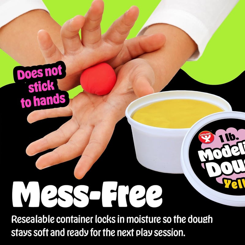 Hygloss Play Modeling Dough for Kids – Safe & Non-Toxic Sensory Dough for Arts and Crafts – 1 lb Tub – Play Clay for Toddler Activities, Preschool Classroom Must-Haves – 6 Assorted Colors, Scented - Image 3