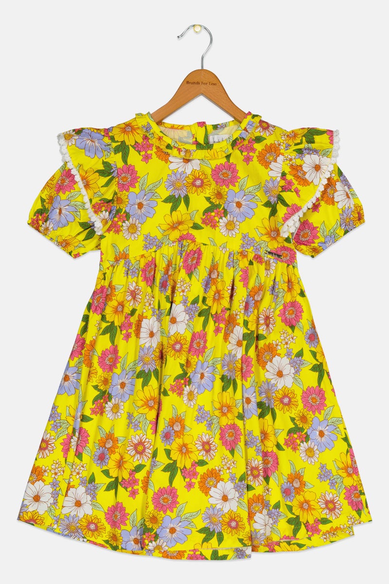 Nicole Miller Kids Girl Floral Print Pleated Dress, Multicolor - Image 1
