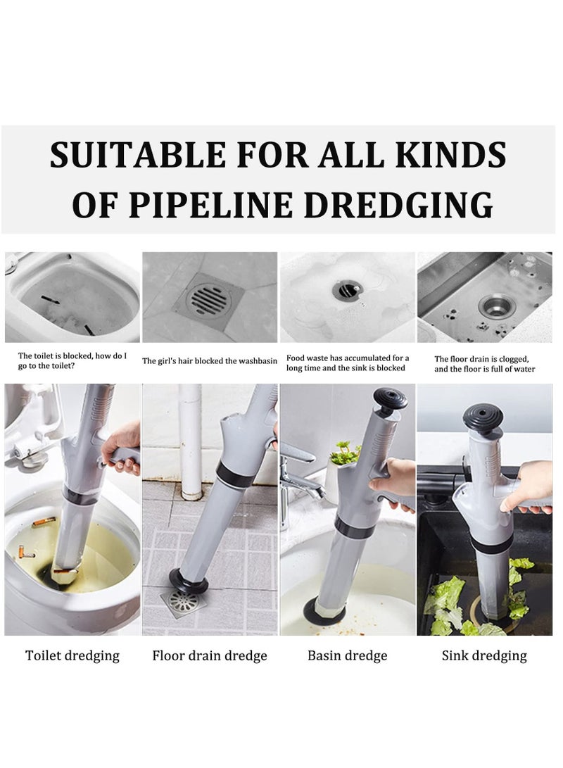KASTWAVE 9 in 1 Air Plunger for Toilet, Drain Plumb Plunger, High Pressure with 9 Detachable Assembly Heads, Air Drain Blaster Gun Plunger High Pressure, For Clogged Toilet Kitchen Bathroom Tubs(gray)  - Image 3
