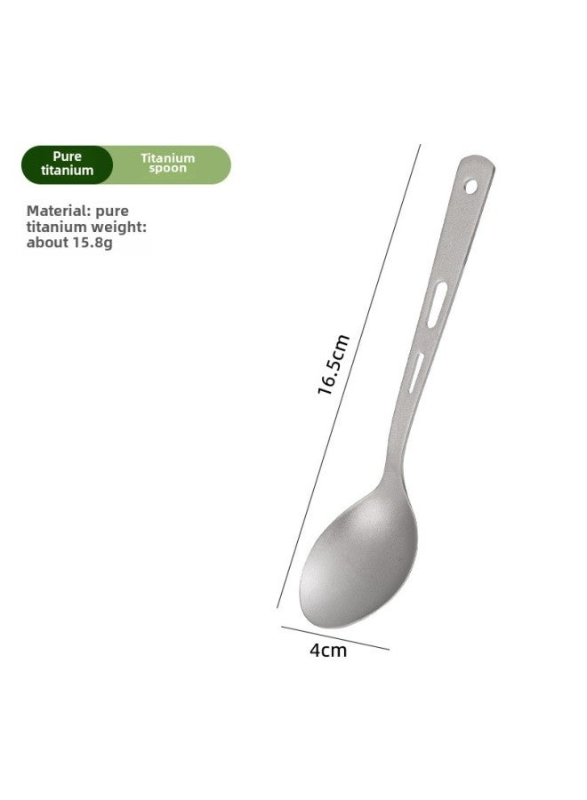 Pure Titanium Outdoor Portable Multifunctional Fork Spoon Folding Chopsticks Camping Picnic Tableware Camping Ultra Light Titanium Spoon Fork-Specifications:Pure Titanium Hollow Spoon (round Hole Type) - Image 1
