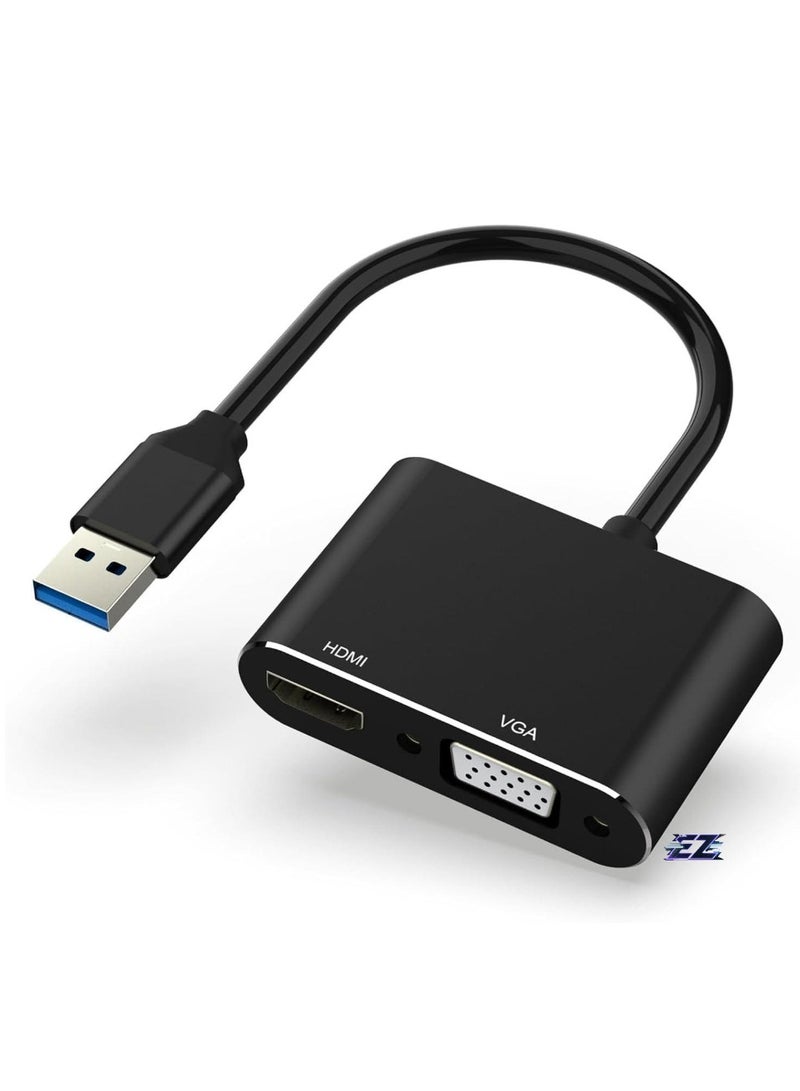 USB to HDMI VGA Adapter – 1080P USB 3.0/2.0 to HDMI VGA Converter, Compatible with Windows, Mac, and Android Devices, Multi-Screen Display for PC, Laptop, Projector, Monitor - Image 1