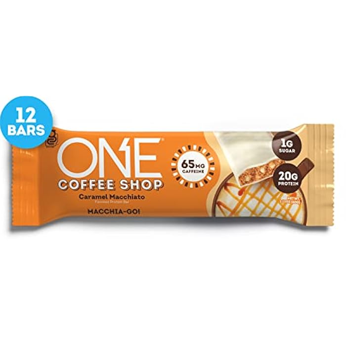 ONE Coffee Shop Caffeinated Protein Bars, Caramel Macchiato, Gluten Free with 20g Protein and 65mg of Caffeine Energy, Pantry Staples, 2.12 oz (12 Count), Packaging May Vary - Image 3