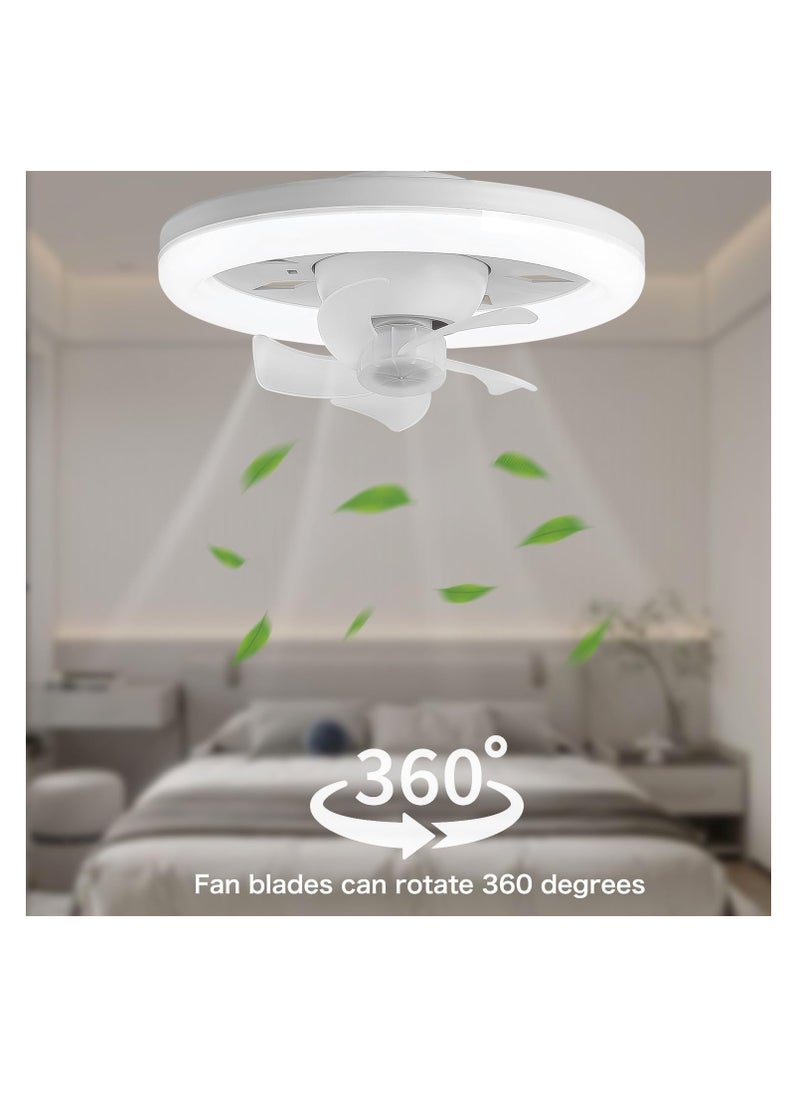 Ceiling Fan with LED Light, 3 Color Dimmable(Warm/Neutral/Cool), 360° Rotating Oscillating Fan, E27 Base Extender, Suitable  for Kitchen, Bathroom, Bedroom and Home Office,Remote Control inclued