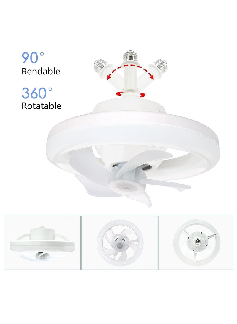 Ceiling Fan with LED Light, 3 Color Dimmable(Warm/Neutral/Cool), 360° Rotating Oscillating Fan, E27 Base Extender, Suitable  for Kitchen, Bathroom, Bedroom and Home Office,Remote Control inclued