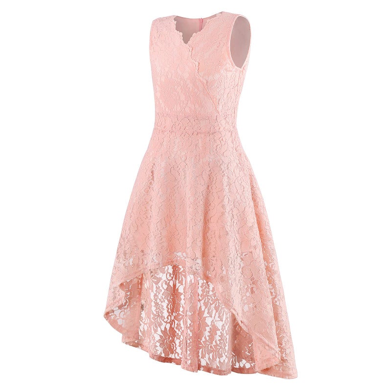Binboll Girl Dress Sleeveless Sweet & Cute Flared V Neck Vintage Flower Girl Dress Casual Girls Party Dress(I-Pink,13-14Y) - Image 3