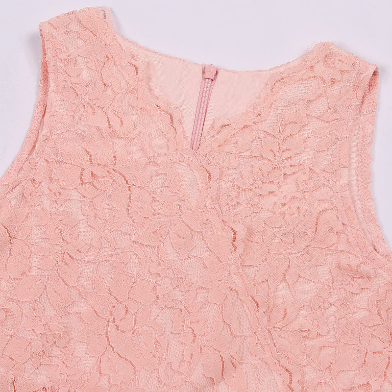Binboll Girl Dress Sleeveless Sweet & Cute Flared V Neck Vintage Flower Girl Dress Casual Girls Party Dress(I-Pink,13-14Y) - Image 4