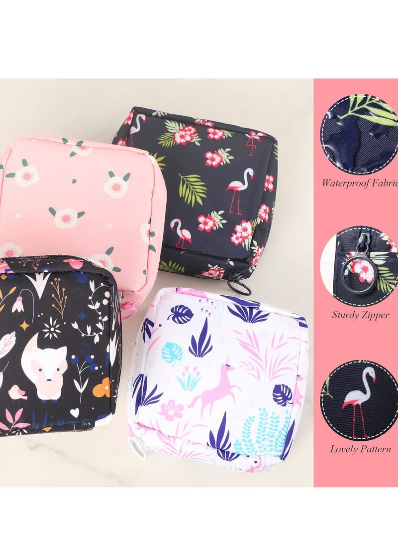 SYOSI Sanitary Napkin Storage Bag, Zipper Menstrual Pad Bag Portable Tampons Holder for Purse First Period Kit Teen Girls Store Pads Women(4Pcs)  - Image 5