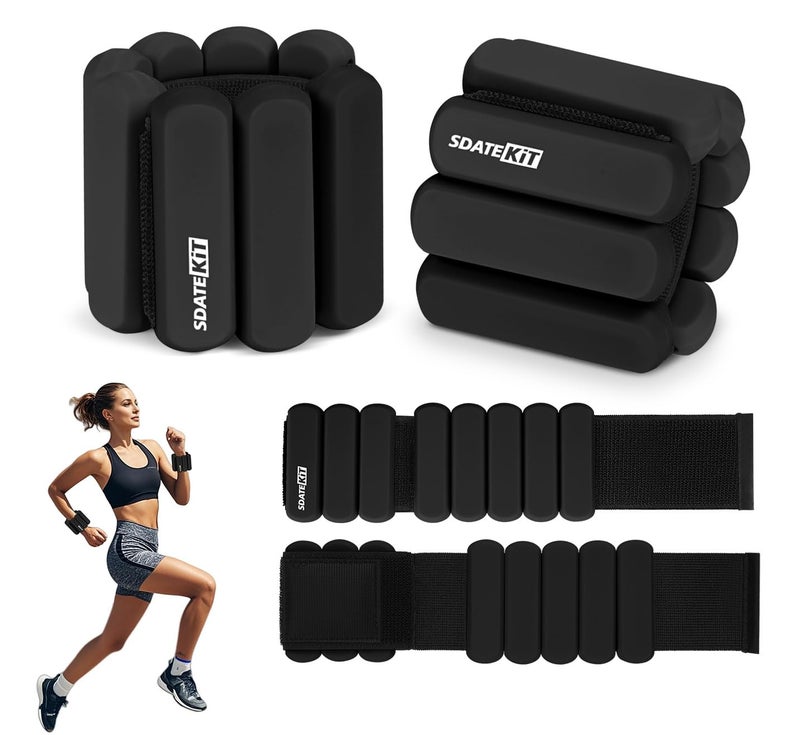 SDATEKIT Wrist and Ankle Weights for Women & Men 2 Pack (1lb Each), Adjustable Silicone Wearable Arm & Leg Weights for Pilates, Gym, Yoga, Cardio, Strength Training (Black) - Image 1