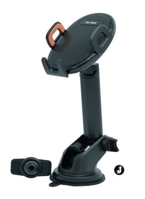 2-in-1 Mini Folding Car Mount Phone Holder – Auto-Tightening Kickstand for Secure Car Dashboard & Desk Use