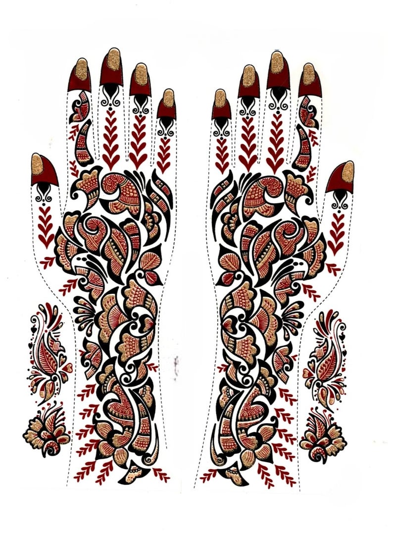 Accessorize Kingdom Henna-Inspired Tattoo Sticker for Hands | Temporary Waterproof Mehndi Tattoo | Body Art for Women & Girls (AKM34) - Image 1