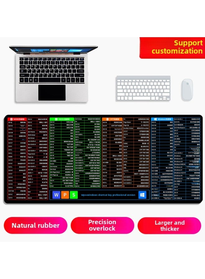 Oversized Mouse Pad Cad Office Shortcut Key Encyclopedia Thickened Ps Wrist Bracer Girl Desk Pad Computer Pad-Color:500x1000mm-3mm-Pattern:Wps+windows-shortcut Key Professional Edition