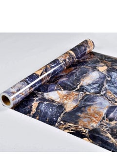 KASTWAVE Furniture Stickers Marble Sticky Back Plastic Dark Blue Stone Self Adhesive Wallpaper Granite Effect Furniture Sticker DIY Peel and Stick 40cm X 3m Vinyl Film Home Decal Kitchen Countertop Decor  - Image 1