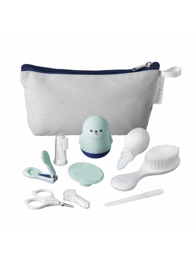 Nuby Bathtime Care Kit, Baby Grooming and Hygiene Essentials Set with Brush, Comb and Bath Accessories for Newborn Care, Grey - Image 1