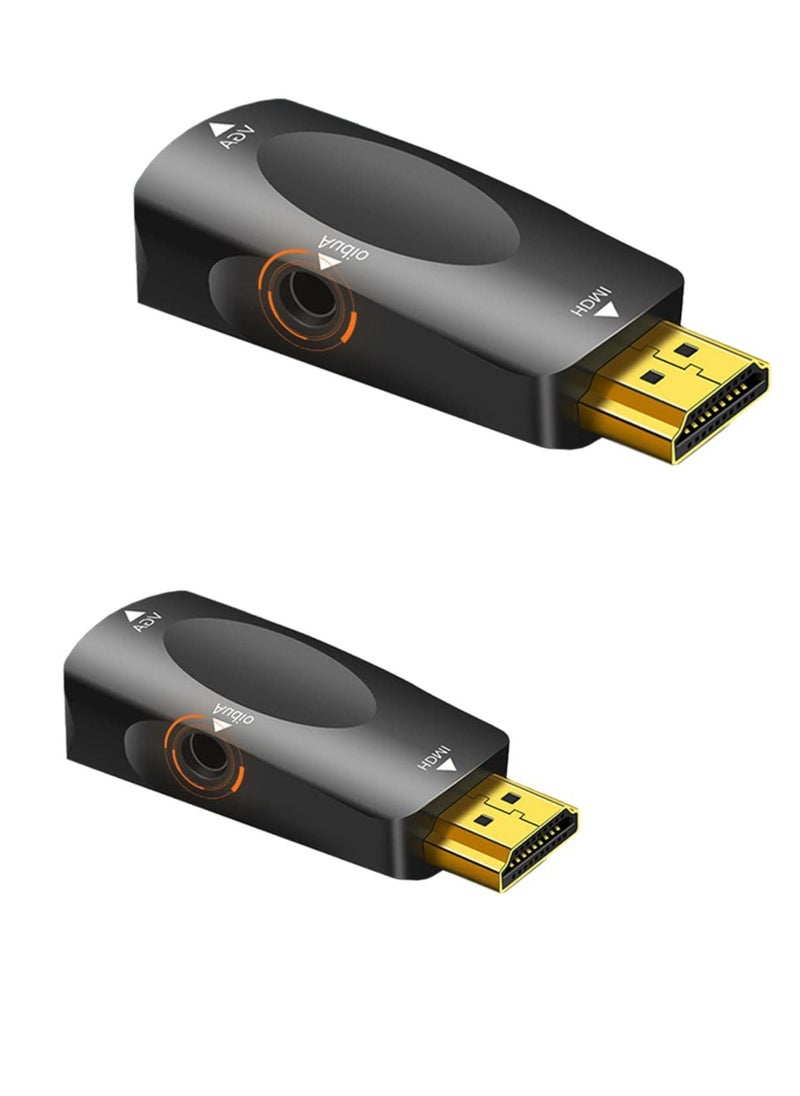 محول HDMI إلى VGA 2-pack، محول HDMI إلى VGA للكمبيوتر، محول HDMI ذكر إلى VGA أنثى 1080P فيديو للكمبيوتر، سطح المكتب، اللابتوب، PC، الشاشة، البروجيكتور، HDTV، Raspberry Pi، Roku، Xbox والمزيد - Image 1