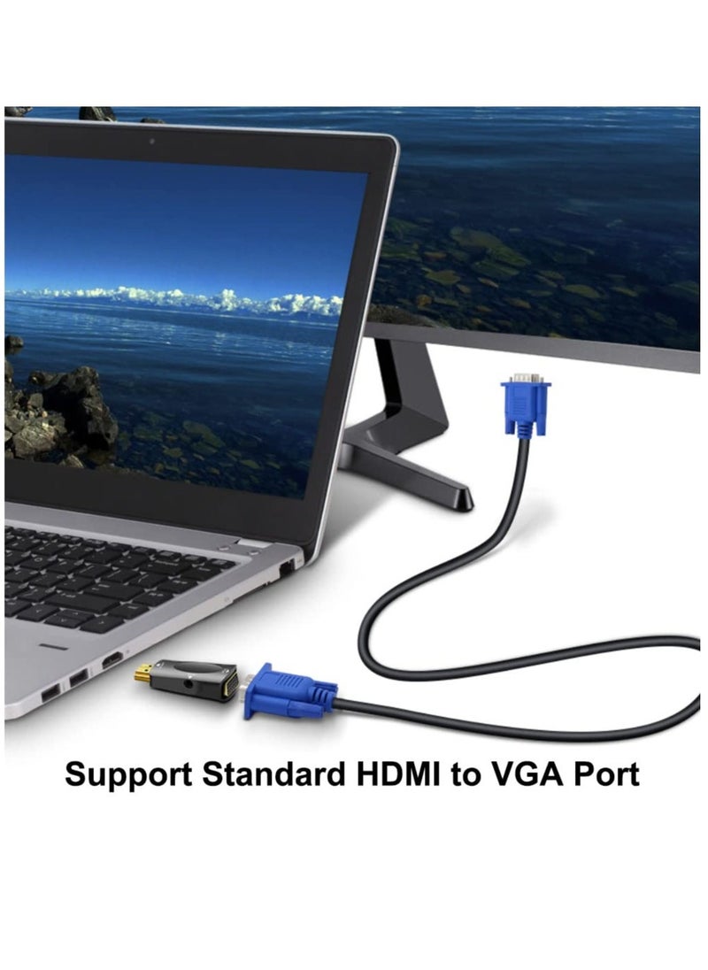 محول HDMI إلى VGA 2-pack، محول HDMI إلى VGA للكمبيوتر، محول HDMI ذكر إلى VGA أنثى 1080P فيديو للكمبيوتر، سطح المكتب، اللابتوب، PC، الشاشة، البروجيكتور، HDTV، Raspberry Pi، Roku، Xbox والمزيد - Image 4