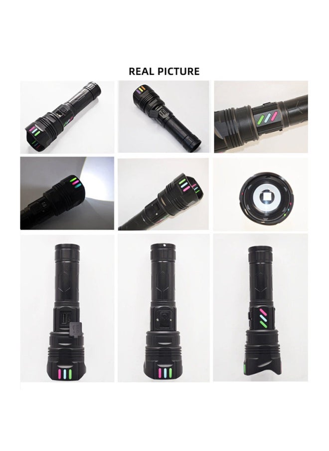 Generic - Zoom White Laser Flashlight Strong Light Explosion Bright Electric Color Fluorescent Emergency Tactical Flashlight Charging-Product Specifications:A08 Single White Laser Flashlight (battery Not Included) - Image 1