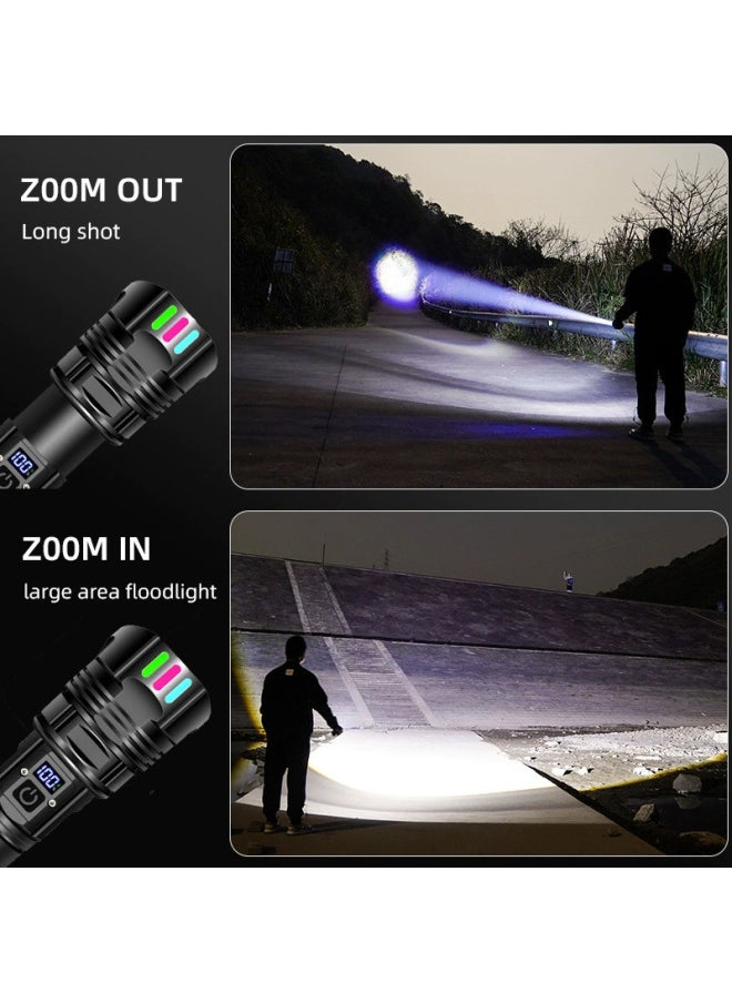 Generic - Zoom White Laser Flashlight Strong Light Explosion Bright Electric Color Fluorescent Emergency Tactical Flashlight Charging-Product Specifications:A08 Single White Laser Flashlight (battery Not Included) - Image 1